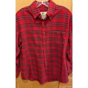 Lee Valley Ireland Shirt Medium Grandfather Red plaid‎ long Sleeve Flannel